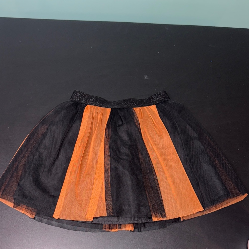 Cat & Jack Black and Orange tutu style skirt Halloween colors sparkly waist band